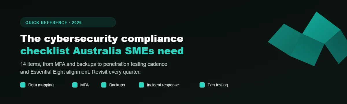 cybersecurity compliance checklist Australia quick reference summary graphic